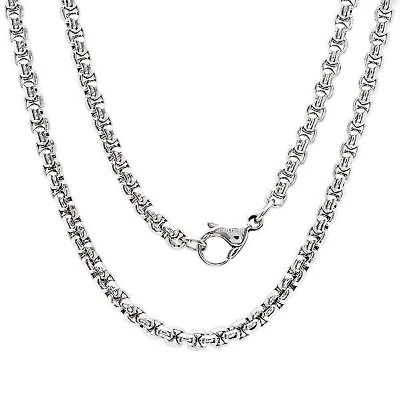 Men's stainless steel rounded box chain necklace in 16", 18", 24", and 30"