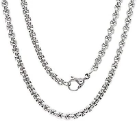 Men's stainless steel rounded box chain necklace in 16", 18", 24", and 30"