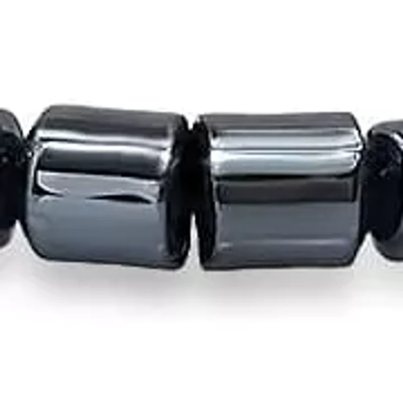 Men's hematite beads and stainless steel clasp bracelet