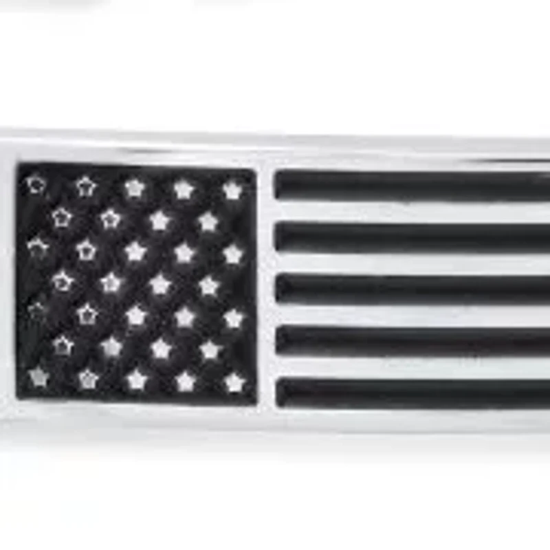 Men's two tone black ip and stainless steel american flag id bracelet