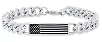 Men's two tone black ip and stainless steel american flag id bracelet