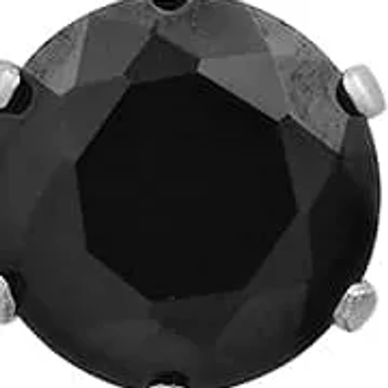 Lab Created Unisex 2pc set stainless steel and simulated black diamonds studs & huggies earrings