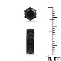Men's black ip stainless steel and simulated diamonds stud/huggie earrings set