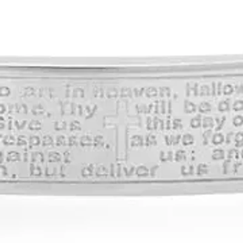 Men's stainless steel byzantine link Our Father english prayer id bracelet