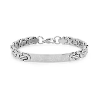 Men's stainless steel byzantine link Our Father english prayer id bracelet
