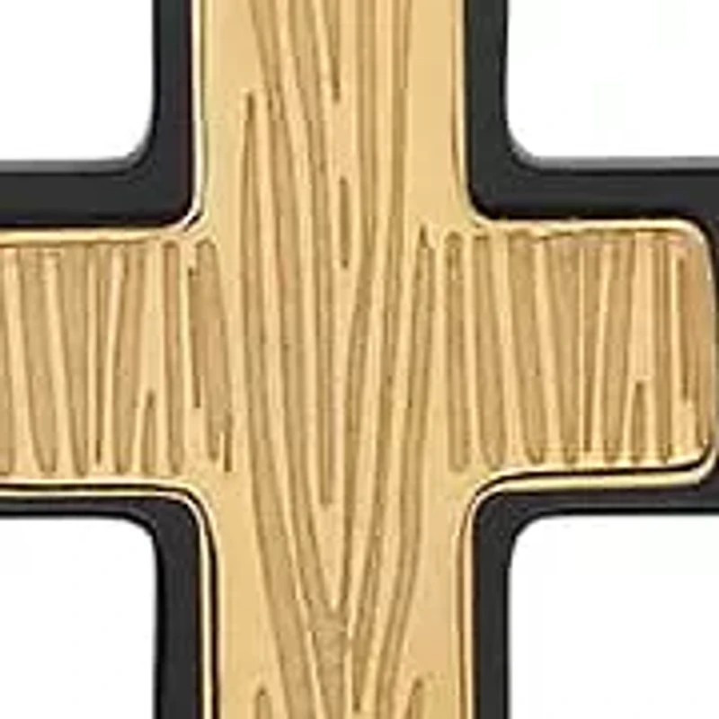 Men's two tone 18k gold plated and black ip stainless steel cross pendant