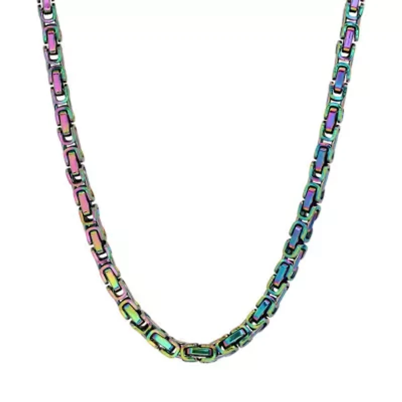 Men's multi ip stainless steel byzantine necklace