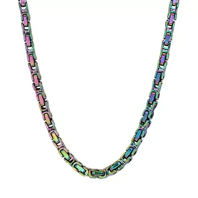 Men's multi ip stainless steel byzantine necklace