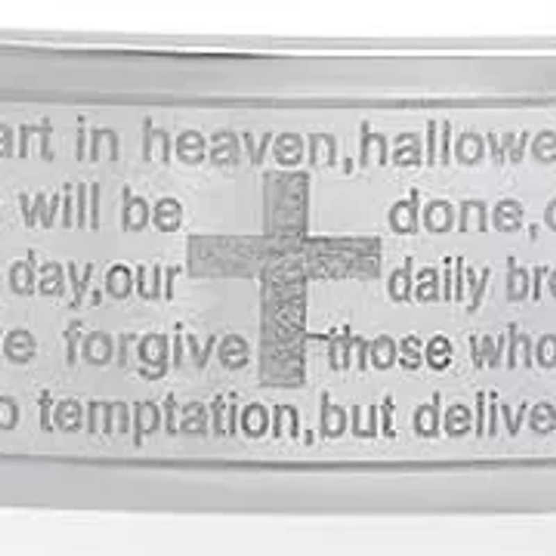 Men's two tone 18k gold plated and stainless steel Lords prayer id bracelet