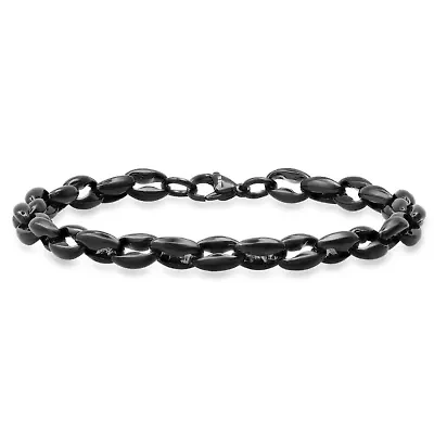 Men's black ip stainless steel gucci link bracelet