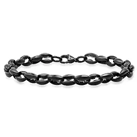 Men's black ip stainless steel gucci link bracelet