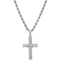 Men's stainless steel rope crucifix pendant
