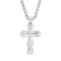 Men's stainless steel double cross pendant with screws accents