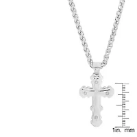 Men's stainless steel double cross pendant with screws accents