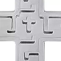 Men's stainless steel cross pendant with greek key accents