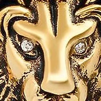 Lab Created Men's 18k gold plated stainless steel simulated diamonds lion's head and crown pendant