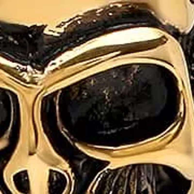 Men's 18k gold plated stainless steel fire skull pendant necklace