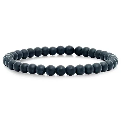 Men's black lava beaded bracelet