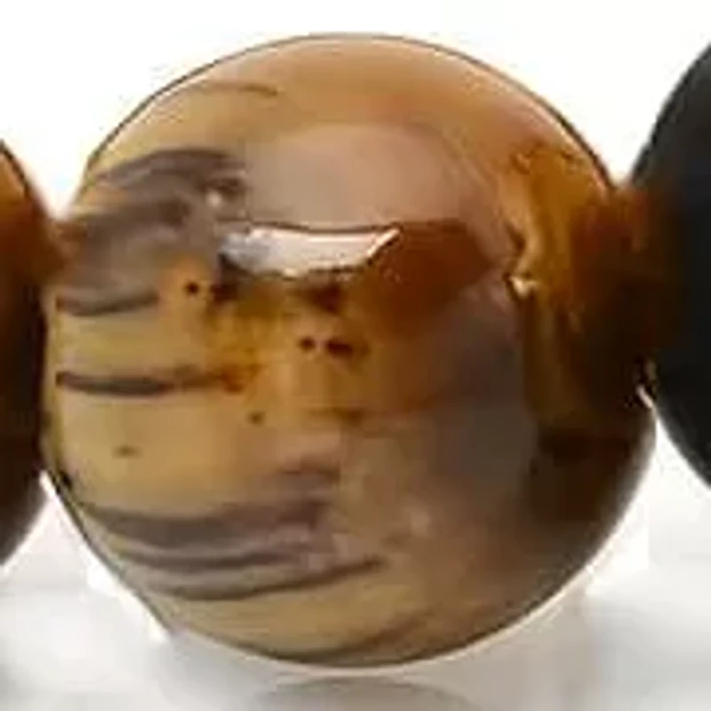 Men's genuine tiger eye and black lava beaded stretch bracelet