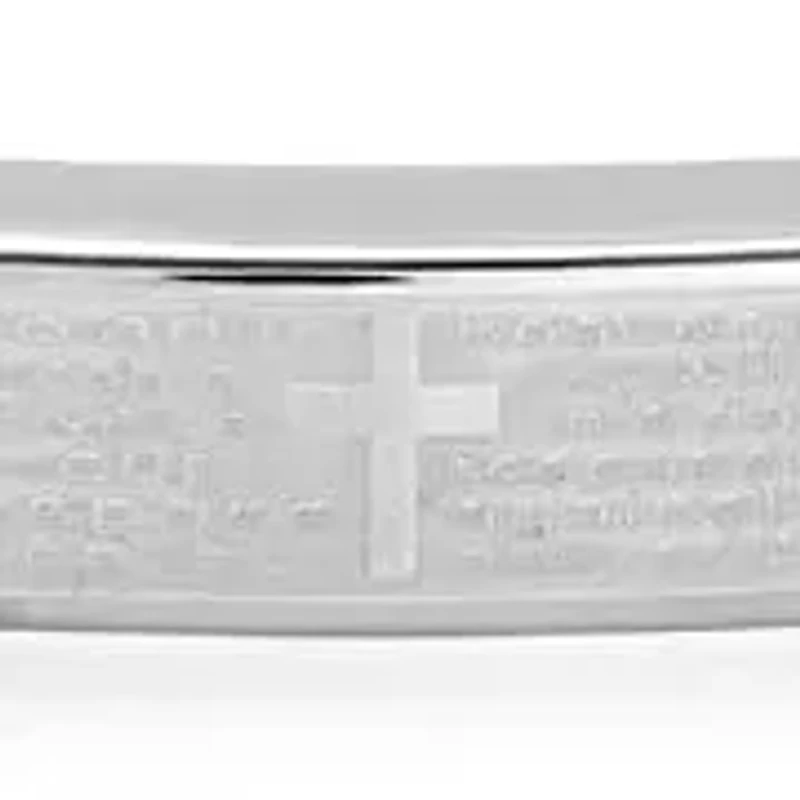Men's hematite and stainless steel Our Father english prayer id bracelet