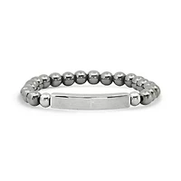 Men's hematite and stainless steel Our Father english prayer id bracelet