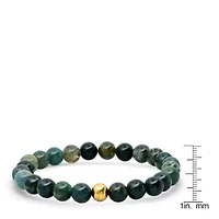 Men's green agate and 18k gold plated stainless steel beaded bracelet