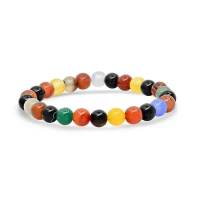 Men's multi colored agate beaded bracelet