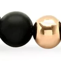 Men's black lava and 18k rose gold plated stainless steel beaded stretch bracelet