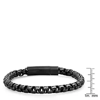 Men's black ip stainless steel round box link bracelet