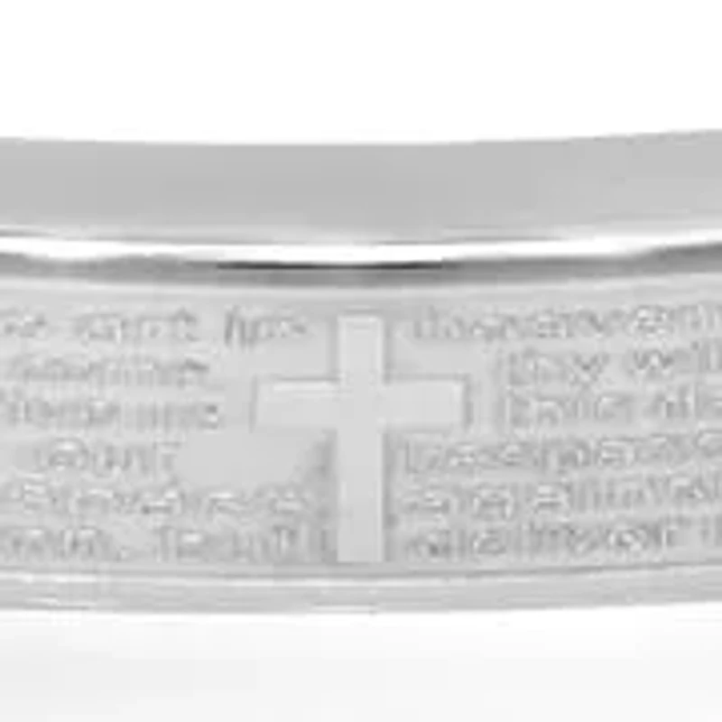 Men's stainless steel beaded Our Father english prayer id drawstring bracelet