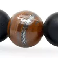 Men's tiger eye and black lava beaded stretch bracelet
