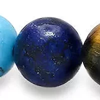 Men's tiger eye, blue lapis and turquise agate beaded bracelet
