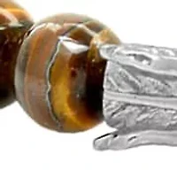 Men's tiger eye beads and stainless steel dragon head stretch bracelet