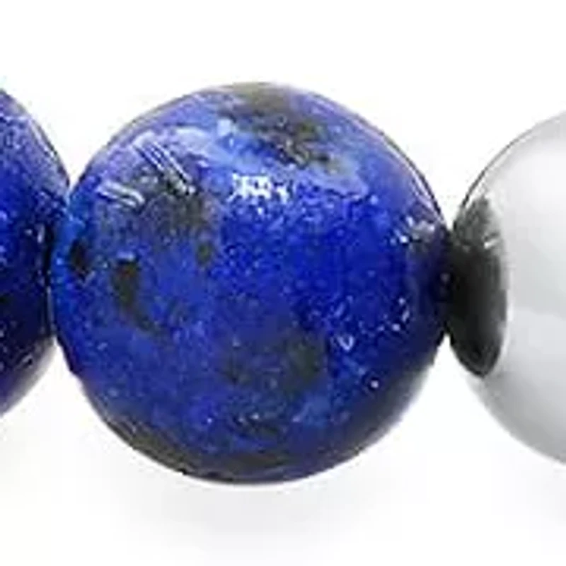 Men's stainless steel and blue lapis beaded bracelet