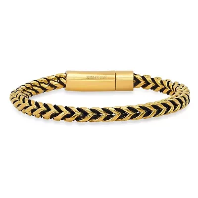 Men's 18k gold plated stainless steel wheat chain bracelet