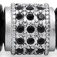 Lab Created Men's black braided leather, stainless steel and black simulated diamonds accents bracelet