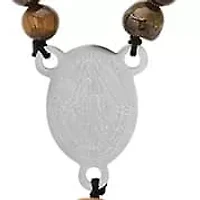 Men's black rubber, tiger eye beads & stainless steel rosary