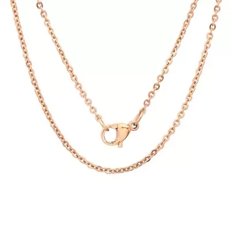 Men's 18k rose gold plated stainless steel cable link chain necklace