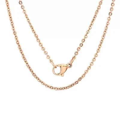 Men's 18k rose gold plated stainless steel cable link chain necklace