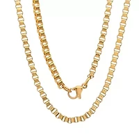 Men's 18k gold plated stainless steel box chain necklace