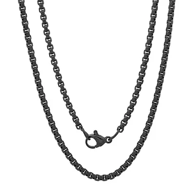 Men's black ip stainless steel box chain necklace