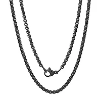 Men's black ip stainless steel box chain necklace