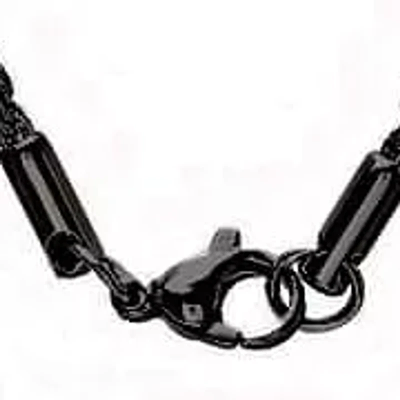 Men's black ip stainless steel rope chain necklace