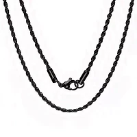 Men's black ip stainless steel rope chain necklace