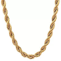 Men's 18k gold plated stainless steel rope chain necklace