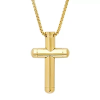 Men's 18k gold plated stainless steel tube cross pendant