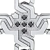 Lab Created Men's stainless steel and black simulated diamonds braided cross pendant