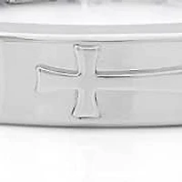 Men's rubber bracelet with cable wire and cross design