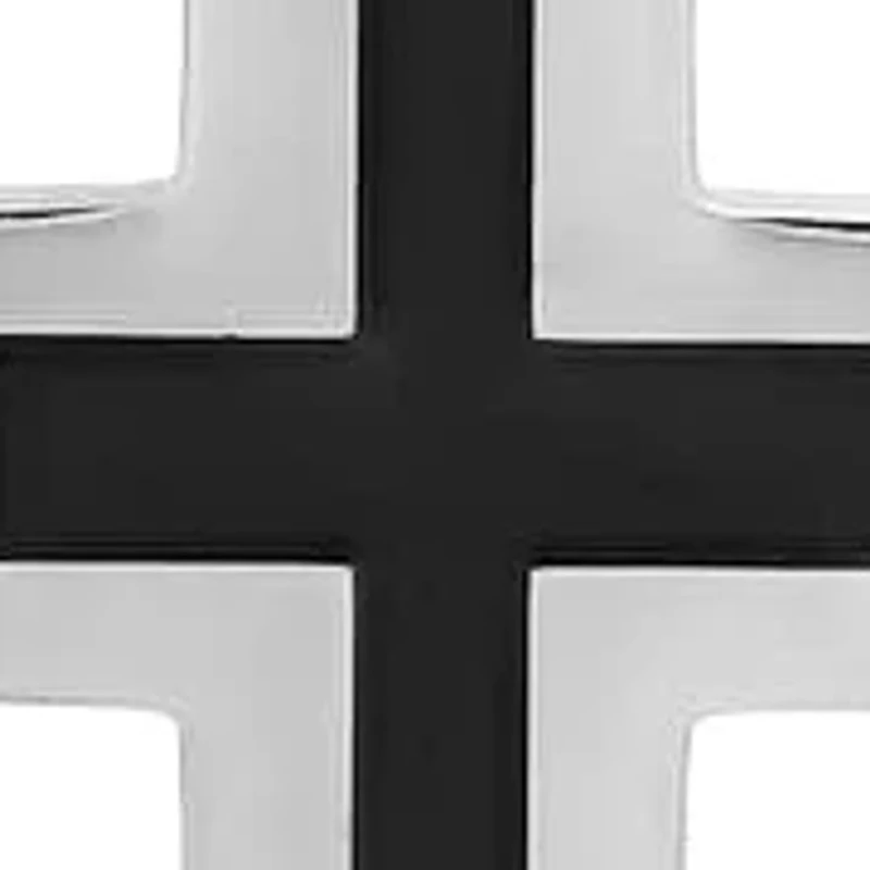 Men's stainless steel prayer hands and cross with black enamel pendant