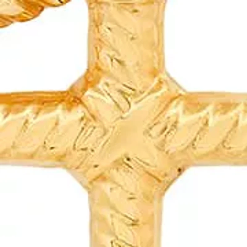 Men's 18k gold plated stainless steel angel and cross pendant